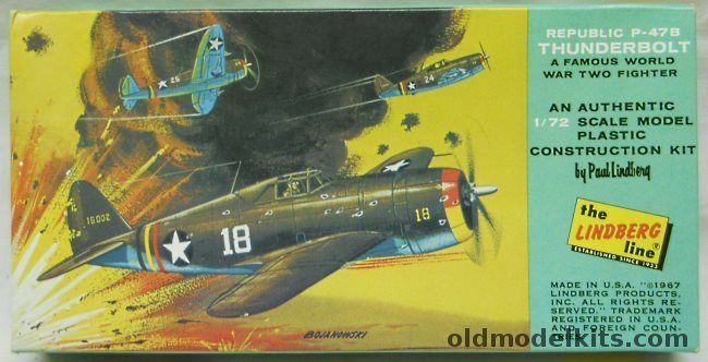 Lindberg 1/72 Republic P-47B Thunderbolt, 483-75 plastic model kit